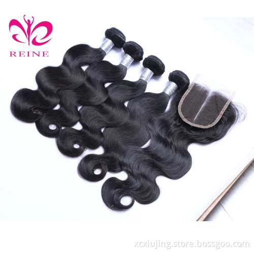 Factory Wholesale 8A Grade 100% Peruvian Human Hair, Unprocessed Virgin Body Wave Peruvian Hair Bundles with Closure